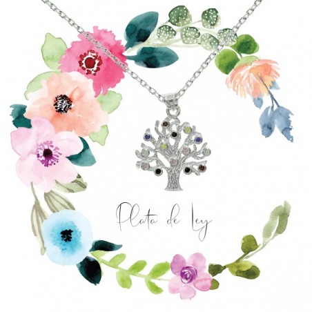Collar con mensaje árbol de la vida multicolor