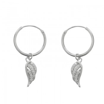 Pendientes aro con ala Plata de Ley 925