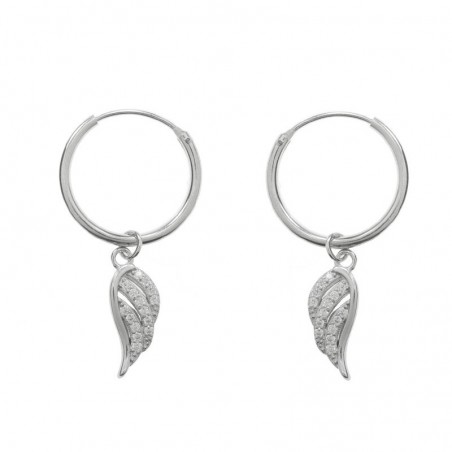 Pendientes aro con ala Plata de Ley 925
