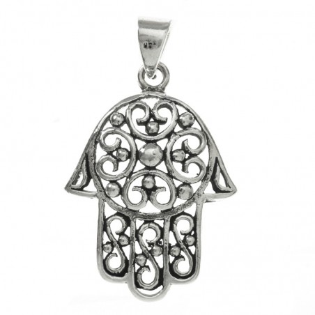 Colgante mano de Fátima grande Plata de Ley