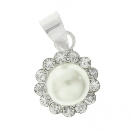 Colgante flor de circonita con perla Plata de Ley 925