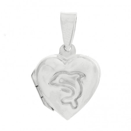 Guardapelo corazón con delfín Plata de Ley 925