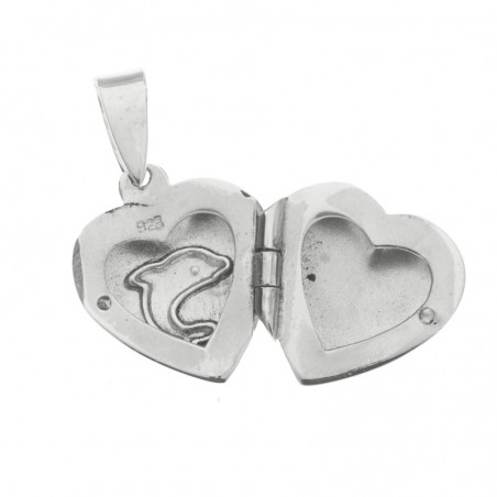 Guardapelo corazón con delfín Plata de Ley 925