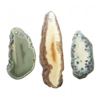 Colgante de ágata en rodaja gris