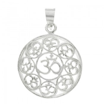 Colgante Om calado liso Plata de Ley