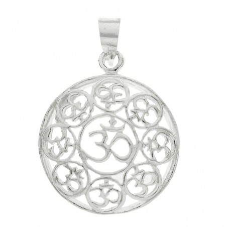 Colgante Om calado liso Plata de Ley