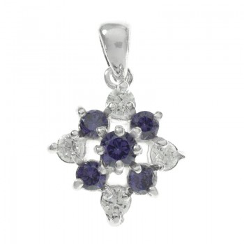 Colgante cuadrado circonia Plata de Ley