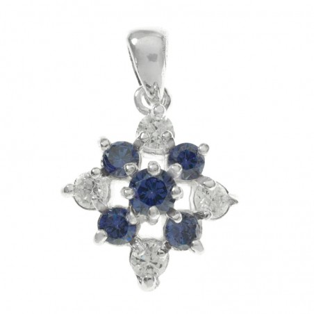 Colgante cuadrado circonia Plata de Ley