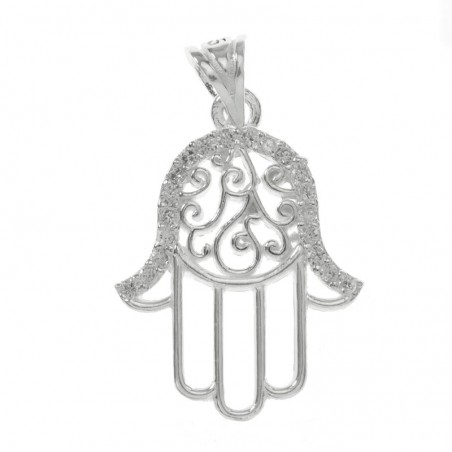 Colgante mano de Fátima microsetting Plata de Ley