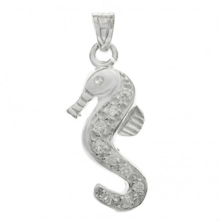 Colgante caballito de mar Plata de Ley con circonita
