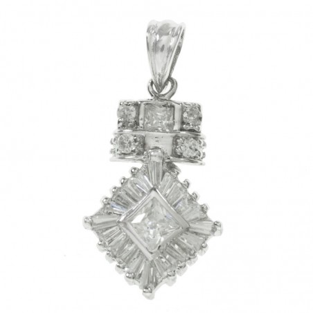 Colgante doble baguette Plata de Ley