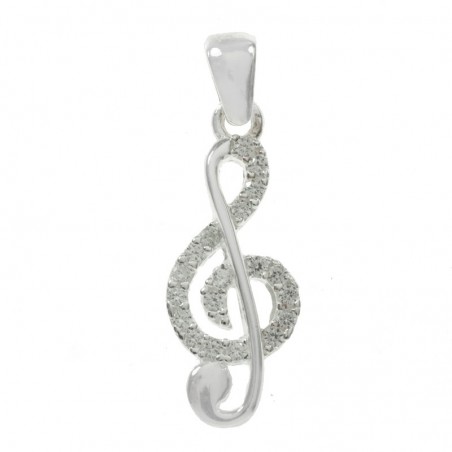 Colgante trébol de nota musical Plata de Ley