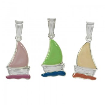 Colgante infantil velero Plata de Ley 925