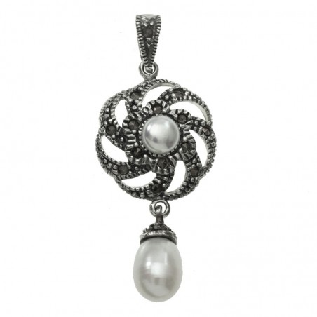 Colgante doble perla Plata de Ley