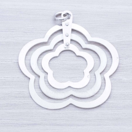 Colgante triple flor Plata de Ley