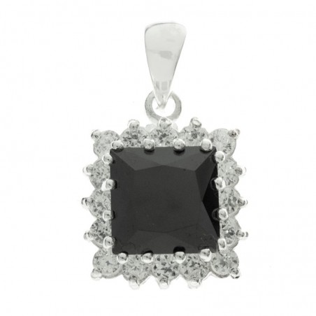 Colgante gran circonita cuadrada Plata de Ley