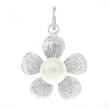 Colgante flor con perla Plata de Ley
