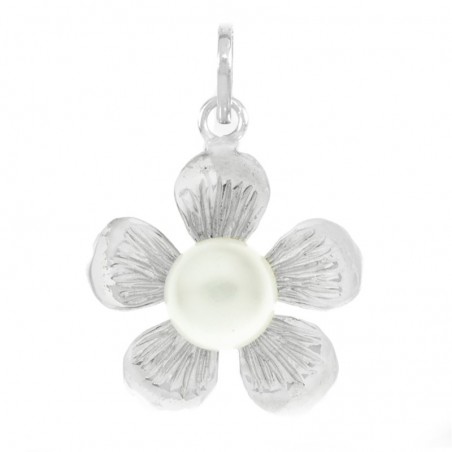 Colgante flor con perla Plata de Ley