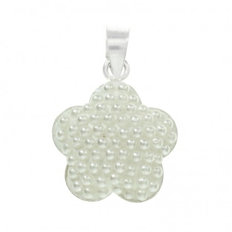 Colgante flor multiperlas Plata de Ley