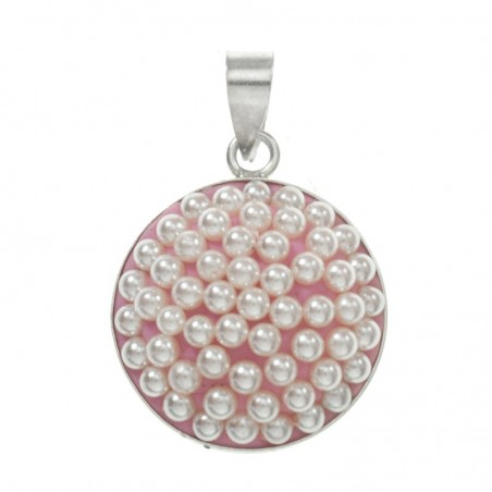 Colgante redondo multiperlas Plata de Ley