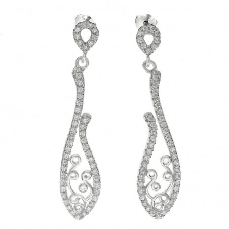 Pendientes largos microsetting Plata de Ley 925