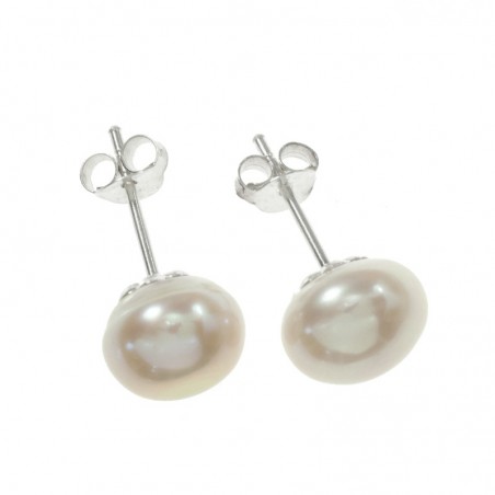Pendientes con perla de agua dulce Plata de Ley 925