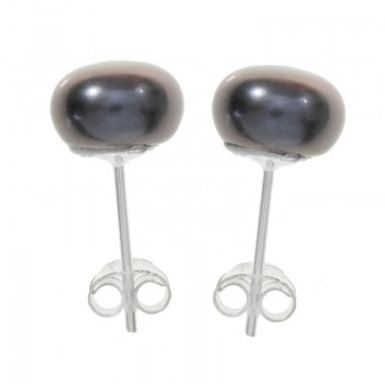 Pendientes perla cultivada negra Plata de Ley 925 2