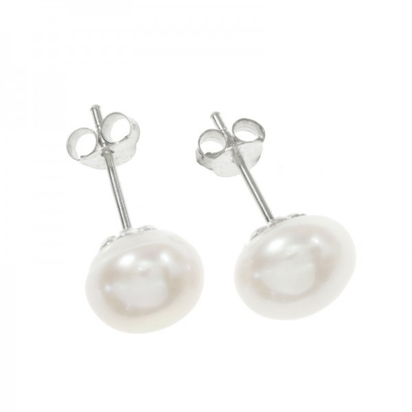 Pendientes perla de agua dulce Plata de Ley 925