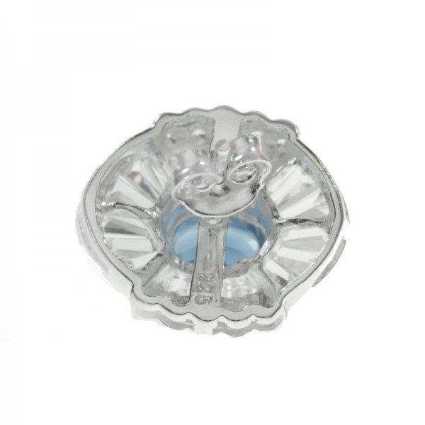 Pendientes oval diseño baguettes Plata de Ley 925