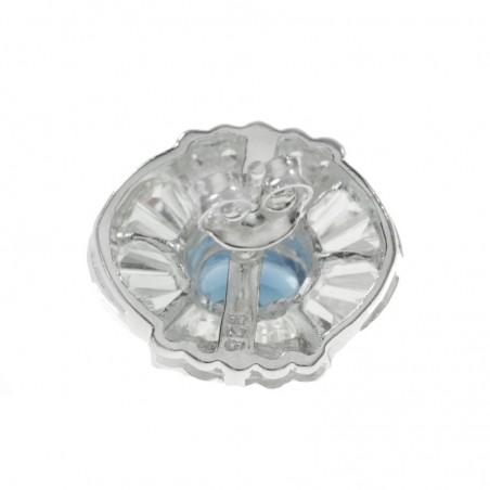 Pendientes oval diseño baguettes Plata de Ley 925