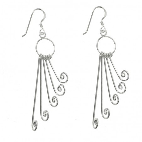 Pendientes cinco rulos Plata de Ley 925