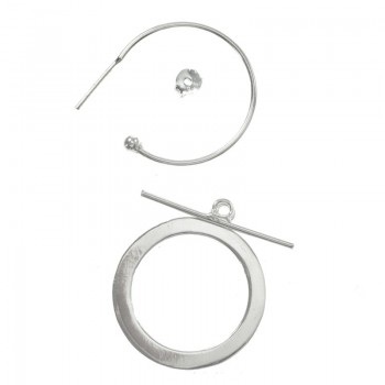Pendientes aro con círculo y barra Plata de Ley 925 2