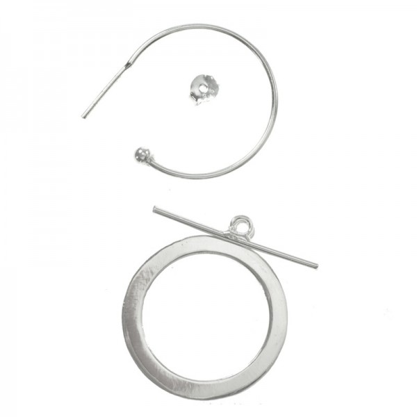 Pendientes aro con círculo y barra Plata de Ley 925