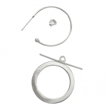 Pendientes aro con círculo y barra Plata de Ley 925