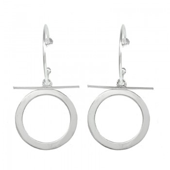 Pendientes aro con círculo y barra Plata de Ley 925