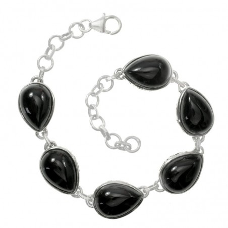 Pulsera étnica gotas de ónix Plata de Ley