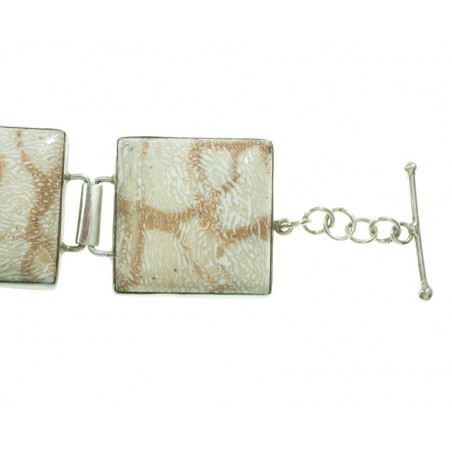 Pulsera de coral blanco y Plata de Ley 925