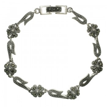 Pulsera Plata de Ley 925 marquesita trébol cuatro hojas