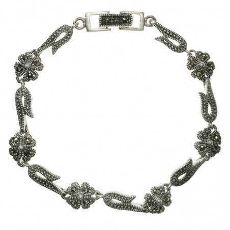 Pulsera Plata de Ley 925 marquesita trébol cuatro hojas