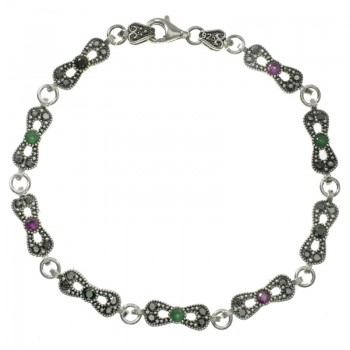 Pulsera Plata de Ley 925 marquesita lazo