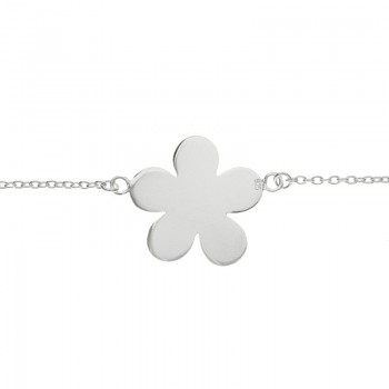 Pulsera Plata de Ley 925 flor para grabar