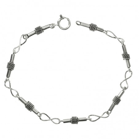 Pulsera Plata de Ley 925 oxidada balinesa tubos