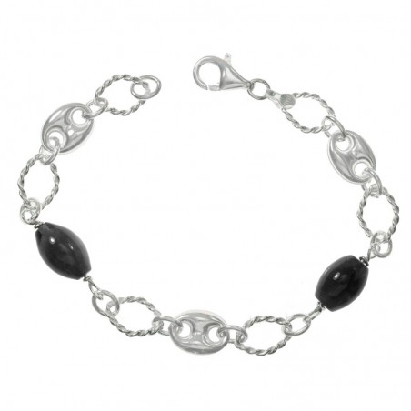 Pulsera Plata de Ley 925 calabrote y ónix