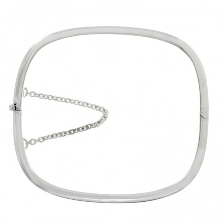 Pulsera Plata de Ley 925 caña lisa cadena de seguridad rectangular