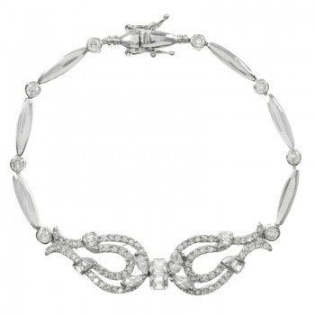 Pulsera Plata de Ley 925 rodiada circonita doble herradura