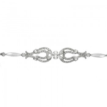 Pulsera Plata de Ley 925 rodiada circonita doble herradura 2