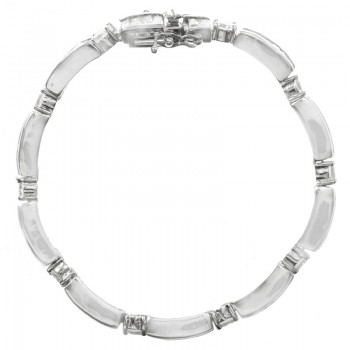 Pulsera Plata de Ley 925 rodiada circonita baguette