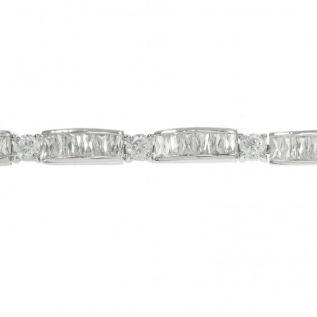Pulsera Plata de Ley 925 rodiada circonita baguette