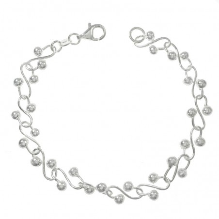 Pulsera Plata de Ley 925 eslabón bolitas