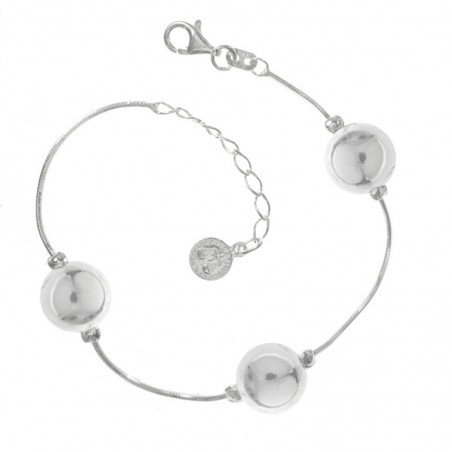 Pulsera Plata de Ley 925 cadena con tres bolas